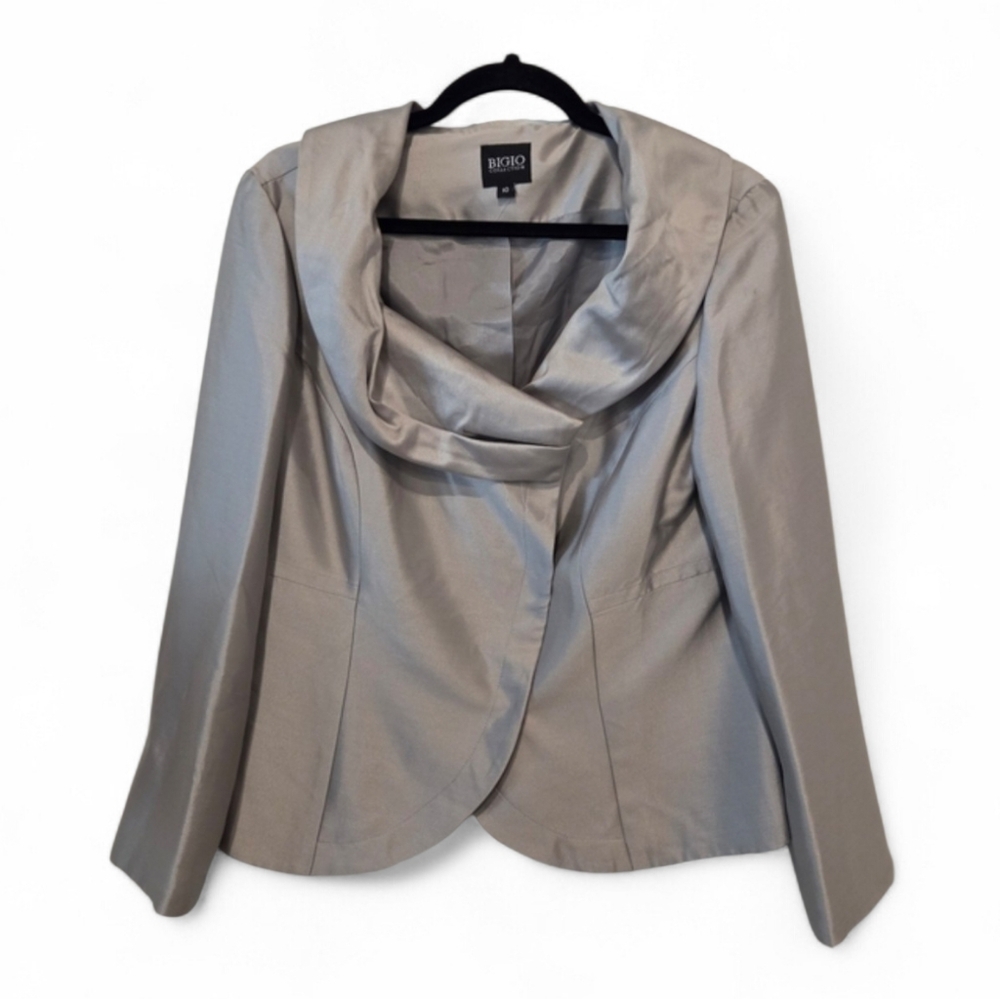 BIGIO COLLECTION WOMEN'S SILK GRAY FORMAL BLAZER SIZE 10